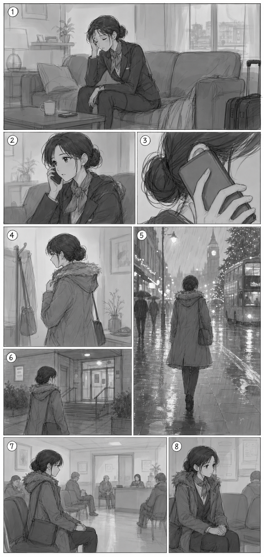 인물과 이동 동선을 잡은 러프 보드